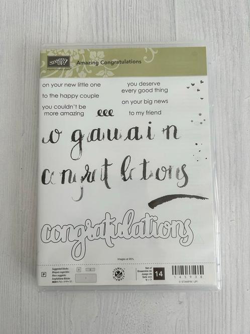 Amazing Congratulations stempelset Stampin’Up! *NIEUW*, Hobby en Vrije tijd, Stempelen, Nieuw, Ophalen of Verzenden