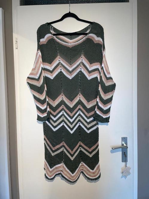 dames khaki roze zig zag gehaakt tuniek jurk dress mt 44, Kleding | Dames, Jurken, Zo goed als nieuw, Maat 42/44 (L), Roze, Knielengte