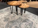 Salontafel 2-Delig rond mango/Metaal Direct/Leverbaar E-7252, Huis en Inrichting, Tafels | Salontafels, Ophalen, Minder dan 50 cm