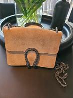 ledere beige suede tas, Verzenden, Zo goed als nieuw, Beige, Handtas