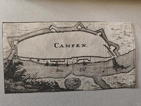 Zeldzame mini gravure Kampen - authentiek 340 jr oud!, Antiek en Kunst, Kunst | Etsen en Gravures, Ophalen of Verzenden