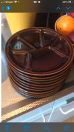 10 retro fondue /barbecue Borden bruin, Huis en Inrichting, Keuken | Servies, Bord(en), Zo goed als nieuw, Ophalen