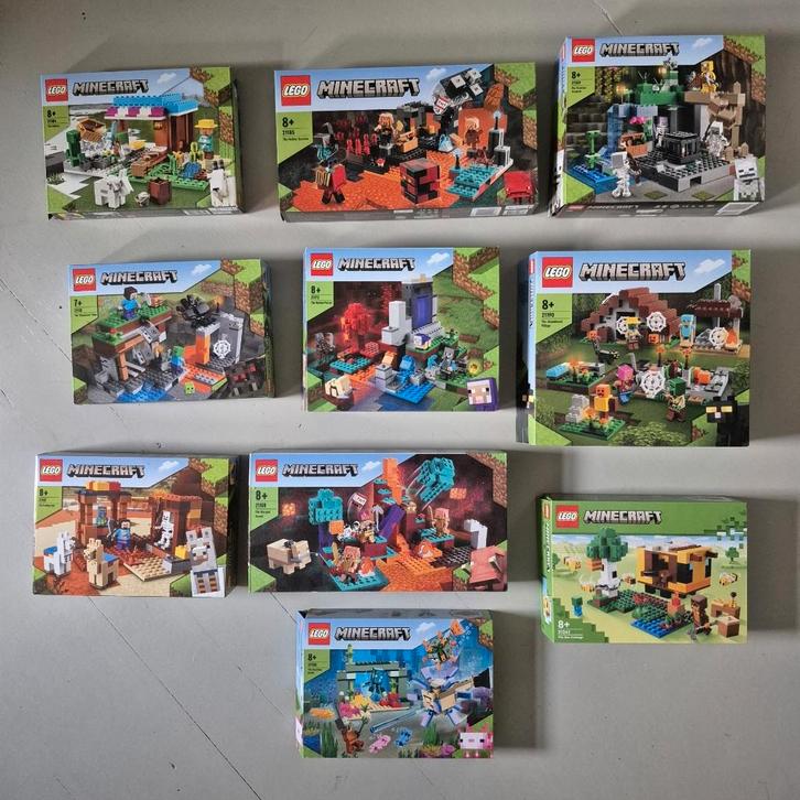 10 x legoset van de Minecraft serie, Kinderen en Baby's, Speelgoed | Duplo en Lego, Zo goed als nieuw, Lego, Complete set, Ophalen of Verzenden