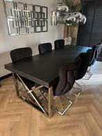 Zwarte visgraat eettafel 240x100x80, Huis en Inrichting, Tafels | Eettafels, Ophalen of Verzenden, Zo goed als nieuw, Vijf personen of meer