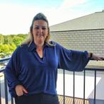 Blouse V-Hals met Pofmouw Marineblauw, Verzenden, Nieuw, Blauw, Lange mouw