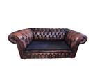 Klassieke Chesterfield Lederen Bank - Bruin, Ophalen of Verzenden, Gebruikt, Leer