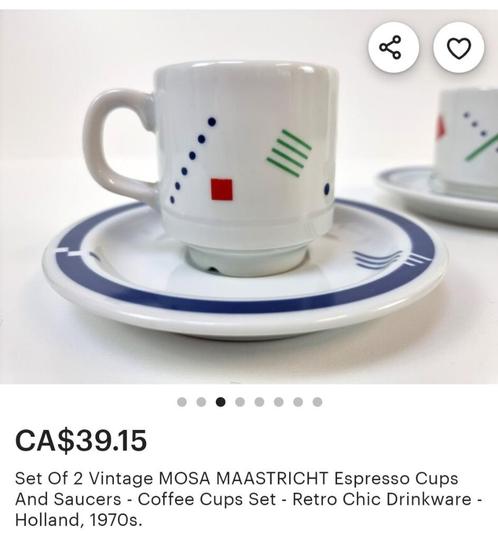 Mosa kop en schotel geometrich patroon, Antiek en Kunst, Antiek | Servies los, Ophalen