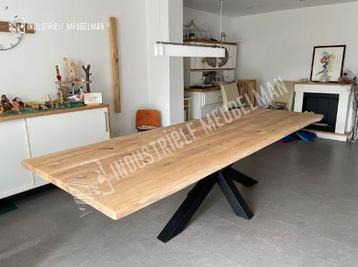Industriele Eettafel Massief Eiken Boomstam Tafels Eikenhout - afbeelding 15