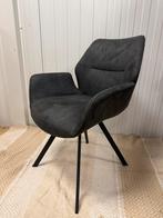 4 x echt leren antraciet zwarte eetkamerstoelen, Huis en Inrichting, Stoelen, Ophalen of Verzenden, Zo goed als nieuw, Grijs, Vijf, Zes of meer stoelen