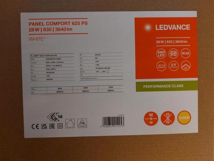 Led panel plafond verlichting 62x62, Huis en Inrichting, Lampen | Plafondlampen, Nieuw, Ophalen of Verzenden