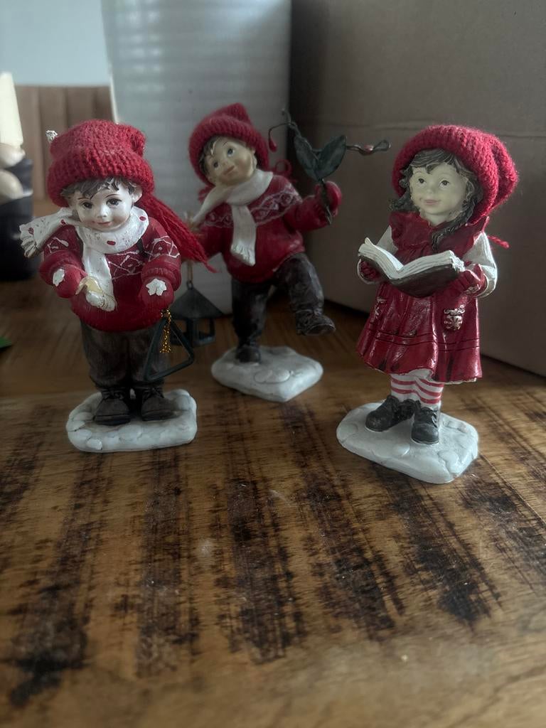 Vintage Winter Beeldjes Set van Drie, Tuin en Terras, Ophalen of Verzenden, Gebruikt, Kunststof, Overige typen