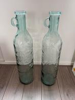 Twee grote decoratieve glazen flessen, Huis en Inrichting, Woonaccessoires | Vazen, Ophalen, Wit, 75 cm of meer, Glas