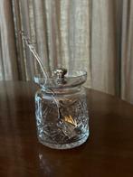 Kristal geslepen jampot met verzilverde jamlepel, Antiek en Kunst, Ophalen of Verzenden
