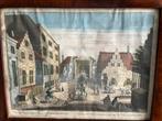 oude antieke ets kleur gravure Schevelingse Brug Noordeinde, Ophalen of Verzenden