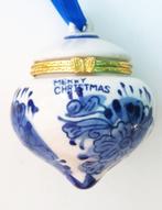 Kerstbal Pillenpotje ( Ui ) Delfts Blauw in origineel doosje, Diversen, Kerst, Ophalen of Verzenden