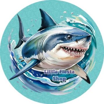 LF2429 icing frosting haai 20cm eetbare taart plaat print  beschikbaar voor biedingen