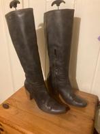 Elegante bruine leren laarzen met hak Ab Donkers, maat 39,5, Kleding | Dames, Schoenen, Hoge laarzen, Ab Donkers, Bruin, Verzenden