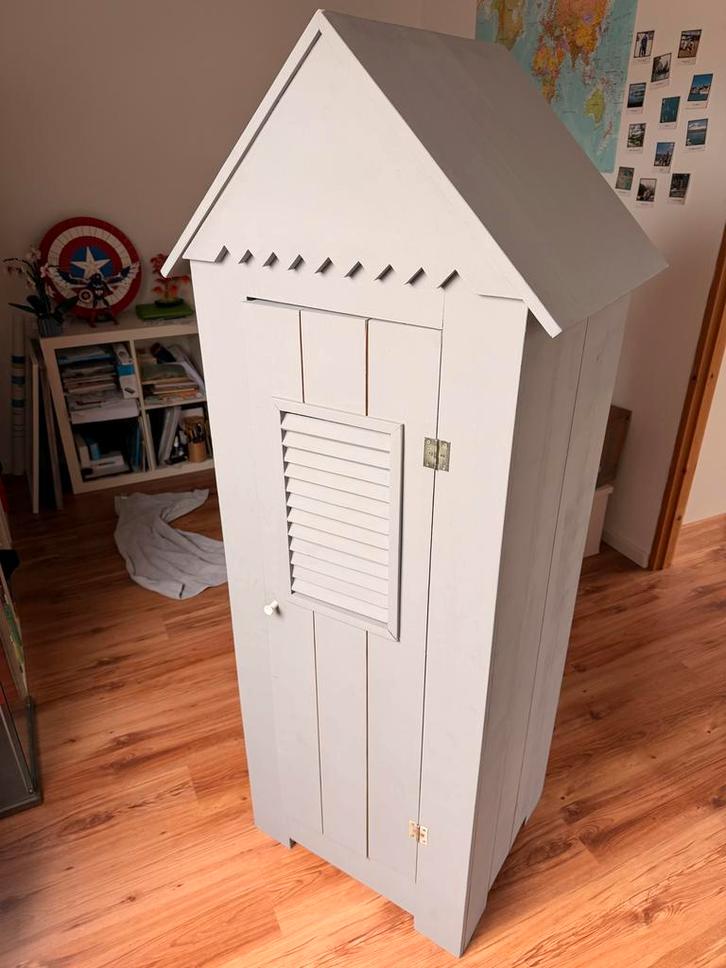 Strandhuisje Kast - Kindermeubel grijs, Huis en Inrichting, Kasten | Kledingkasten, Zo goed als nieuw, 150 tot 200 cm, 50 tot 100 cm