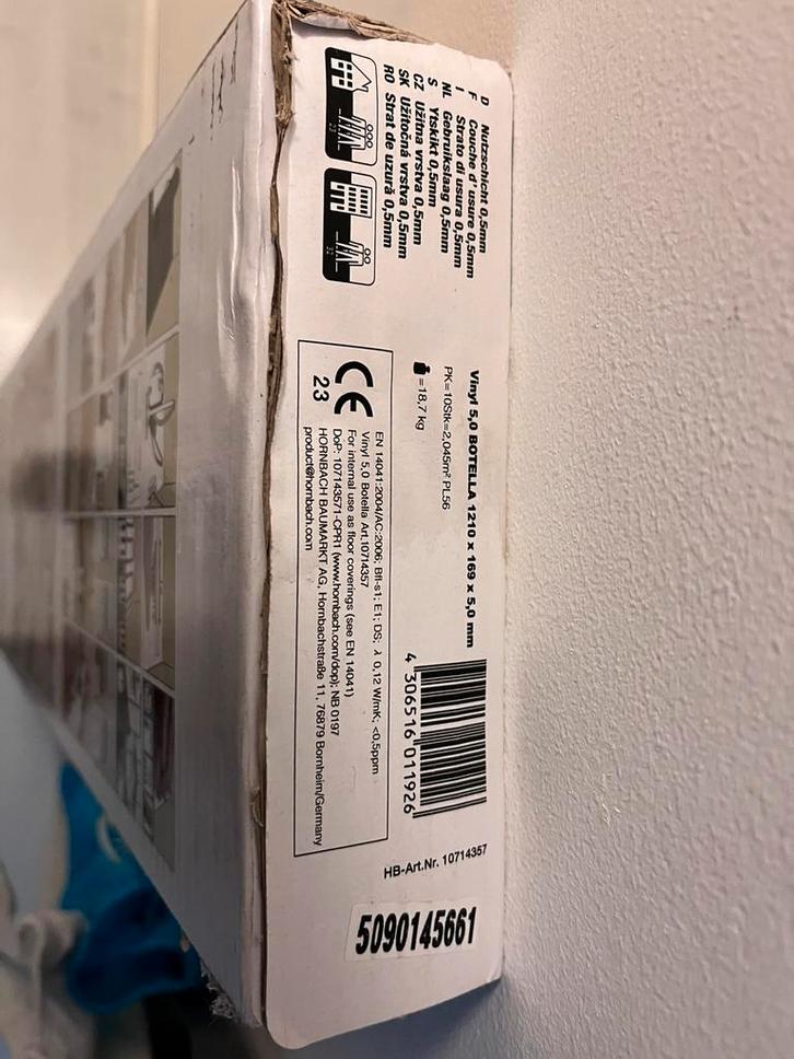 Botella PVC Klik vinyl eik (Hornbach)NIEUW, Huis en Inrichting, Stoffering | Vloerbedekking, Zo goed als nieuw, Vinyl, Beige, minder dan 10 m²