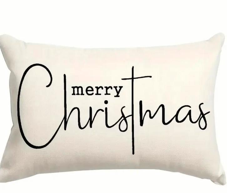 Kerst Kussenhoes 30x50 - Zachte Stof, Huis en Inrichting, Woonaccessoires | Kussens, Nieuw, Beige, Rechthoekig, Ophalen of Verzenden