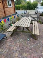 Houten picknicktafel, in goede conditie., Ophalen, Gebruikt, Rechthoekig, Hout
