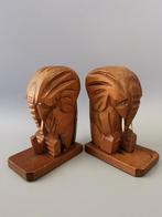 Retro vintage hout olifant boekensteunen mid century design, Ophalen of Verzenden