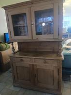 Antieke Grenen Buffetkast met Glas, Huis en Inrichting, Kasten | Buffetkasten, Gebruikt, 100 tot 150 cm, Glas, 150 tot 200 cm