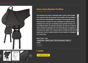 Barebackpad Harry's Horse zwart  beschikbaar voor biedingen