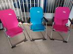 Camping stoeltjes inklapbaar, 2 roze en 1 blauw., Caravans en Kamperen, Kampeermeubelen, Ophalen, Campingstoel