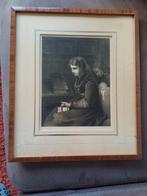 Antieke Prent: Gesluierde Vrouw met Bijbel, Ophalen of Verzenden