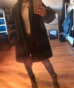 Grijze-zwart faux fur jas - Maat M, Ophalen, Zo goed als nieuw, Maat 38/40 (M), Grijs