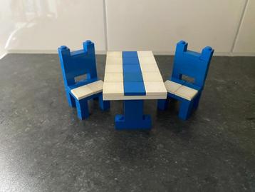 Lego 275 Vintage Retro Homemaker Tafel + 2 stoelen blauw wit beschikbaar voor biedingen