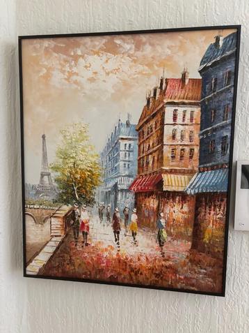 Een Impressie van Parijs: Olieverfschilderij door Junqi Lin beschikbaar voor biedingen