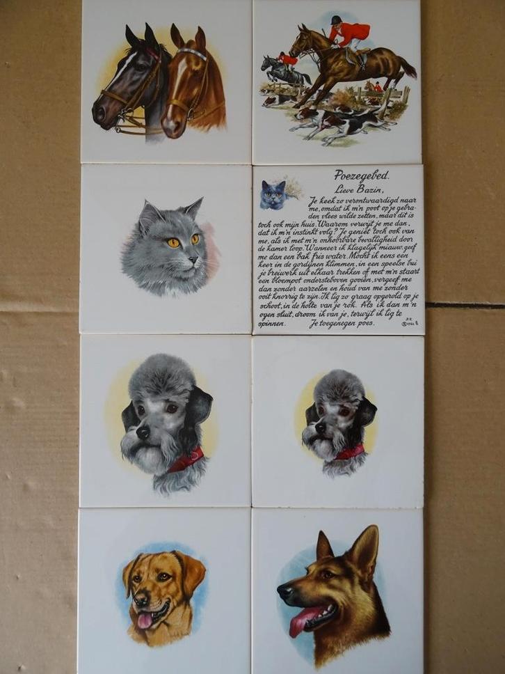 Vintage Mosa tegel tegels paard poes kat hond 19euro p. stuk, Antiek en Kunst, Curiosa en Brocante, Ophalen of Verzenden