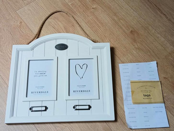 ✅️ Riverdale Fotolijst - 2 Foto's - Wit met Touw, Huis en Inrichting, Woonaccessoires | Lijsten, Nieuw, Minder dan 50 cm, Minder dan 50 cm
