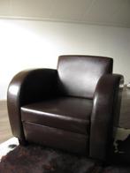 Stoere, sobere fauteuil ZGAN donkerbruin, Ophalen, Overige materialen, 75 tot 100 cm, Zo goed als nieuw