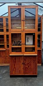 XXL Vintage Schoolkast/Boekenkast | Wandkast, Huis en Inrichting, Ophalen, Gebruikt, 200 cm of meer, Grenenhout