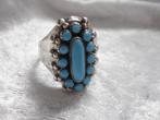 Mooie Robuuste Zilveren Ring met Turkois maat 19,5 en 20,5, Verzenden, Zilver, Ring, Met edelsteen