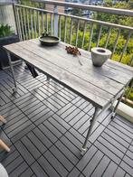 Verrijdbare buitentafel (steigerhout en steigerpijp)., Ophalen, Gebruikt, Rechthoekig, Hout