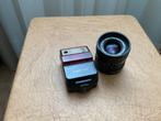 🔥 Canon FD lens met flitser en fotocameratas 🔥, Ophalen, Zo goed als nieuw, Telelens