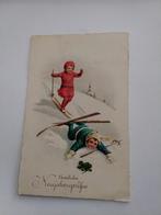 EEN VAL IN DE SNEEUW MET SKIEN / HERZLICHE NEUJAHRSGRUSSE, Verzamelen, Ophalen of Verzenden, 1920 tot 1940