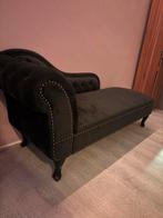 MOET WEG! Zwarte fluwelen chaise longue links Beliani NIMES, Ophalen, Eenpersoons, 100 tot 125 cm, 150 tot 200 cm