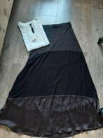 Mooie bruine rok met satijn steps mt m l 40, Kleding | Dames, Rokken, Maat 38/40 (M), Bruin, Verzenden, Zo goed als nieuw