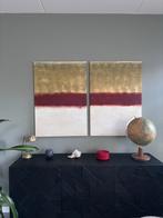 Tweeluik schilderijen met kleurvlakken, Ophalen of Verzenden