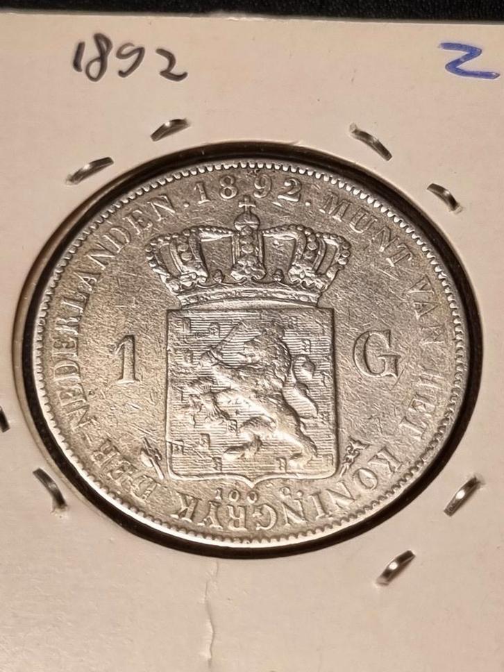 Zilveren Gulden 1892 - Koningin Wilhelmina, Postzegels en Munten, Munten | Nederland, Losse munt, 1 gulden, Koningin Wilhelmina