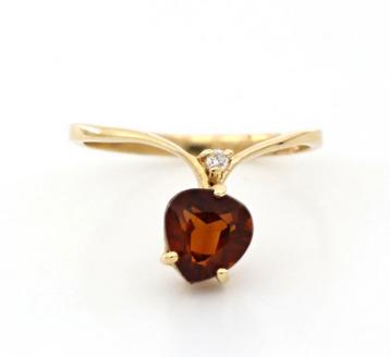 18kt gouden ring 1,5kt citrien 0,02kt diamant beschikbaar voor biedingen