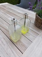 Olielampen in glazen flessen moet nieuwe olie en lont in. Le, Tuin en Terras, Ophalen, Gebruikt