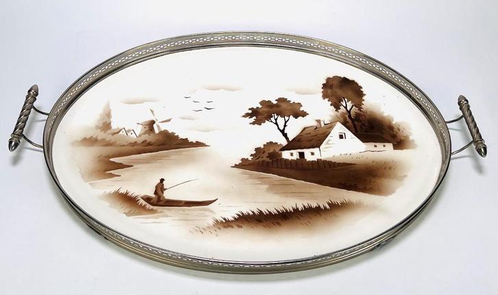 979. Dienblad, Hollands landschap, begin 20e eeuw, Antiek en Kunst, Antiek | Woonaccessoires, Ophalen of Verzenden