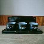 EMAILLE ZWART ZAND ZEEP EN SODA MET REKJE., Antiek en Kunst, Antiek | Emaille, Ophalen of Verzenden