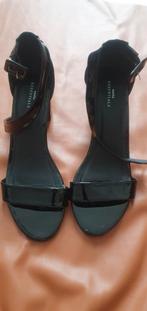 Sacha zwarte leren sandalen met blokhak maat 38, Ophalen of Verzenden, Zo goed als nieuw, Zwart, Sandalen of Muiltjes